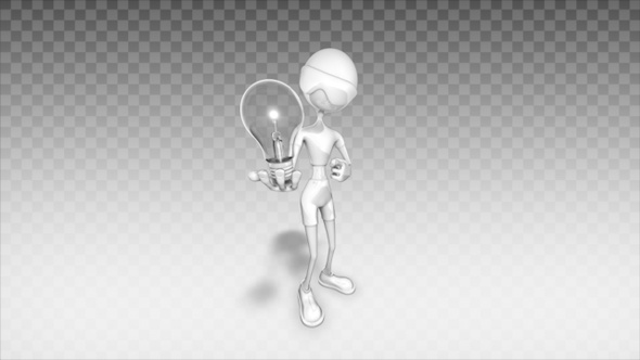 Cartoon 3D Man - Show Light Bulb alt