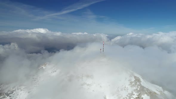 Stunning Mountain Winter Landscape of Stirovnik Peak with Telecommunication Tower, the Highest