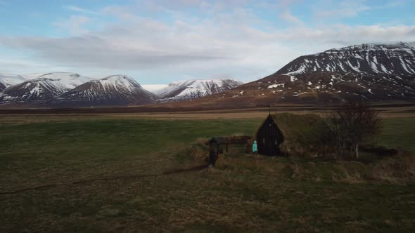Aerial view of Grafarkirkja. Oldest church in Iceland alt
