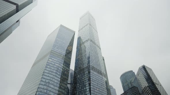 Beautiful modern skyscrapers in a city business district alt