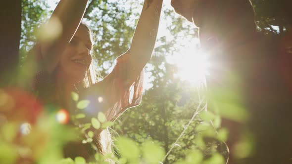 Girl playing with her dog alt