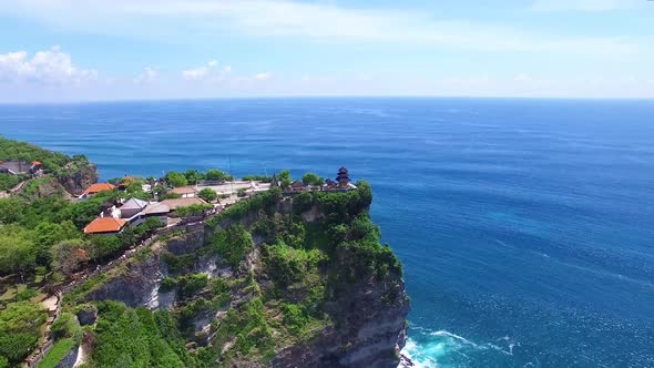 Aerial View of Uluwatu Temple (Pura Luhur Uluwatu) Pecatu, Kuta South, Badung, Bali, Indonesia alt