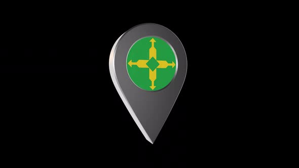 3d Animation Map Navigation Pointer With Flag Of Brasilia (Brazil) With Alpha Channel - 2K alt