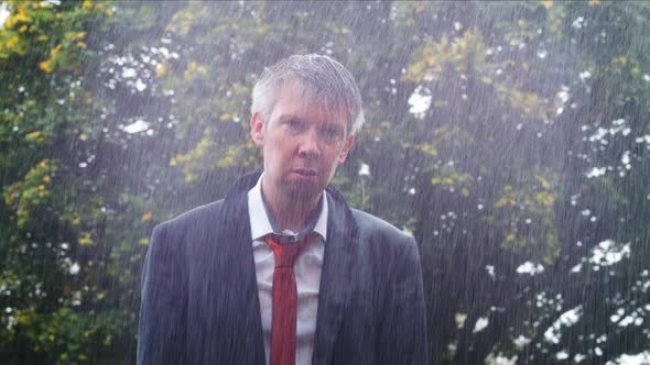 Businessman in the Rain