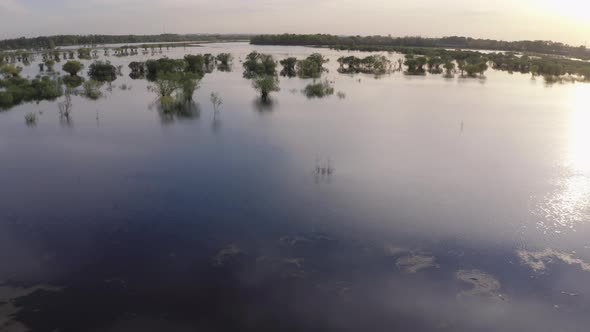 Aerial Drone Footage of High Water in Spring Time