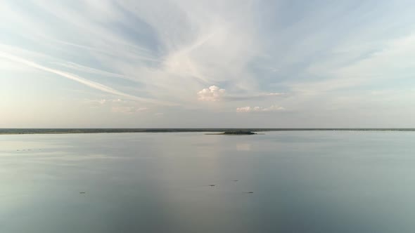 Flight Over Lake Svityaz in Ukraine