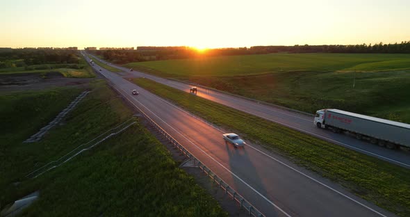 Highway on the Background of Sunset