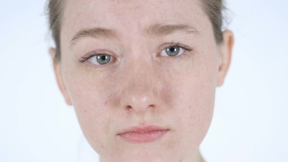 Sad Young Redhead Woman Face alt