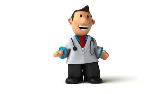 Fun 3d cartoon doctor presenting alt
