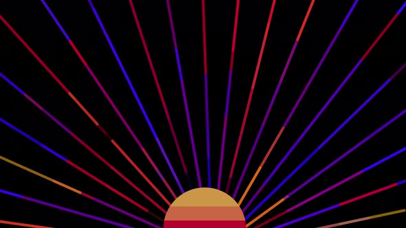 Abstract Radiating Sun with Light Beam Lines Background Loop