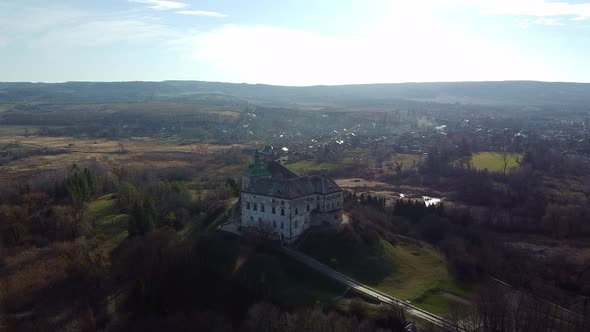 Ukraine Castle in Olesko Aerial, Oleskiy Zamok