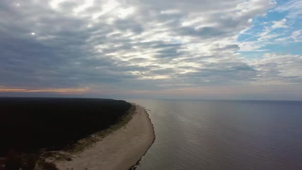 Kolka Cape, Baltic Sea, Latvia. During Autumn Evening Sunset. alt