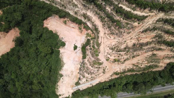 Aerial view of jungle and farm in Alor Gajah, Malacca