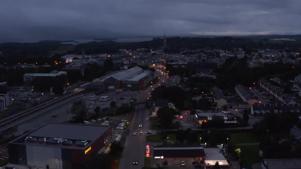 Aerial Panoramic Footage of Evening Town alt