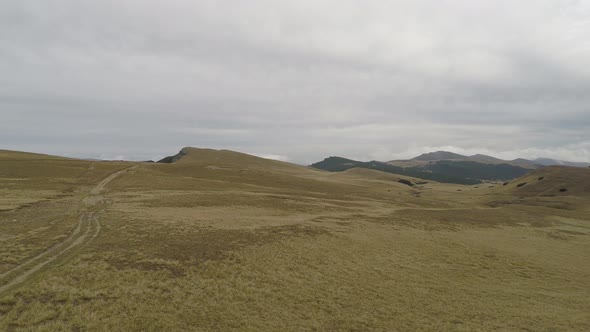 Aerial shot of Bucegi Mountains  alt