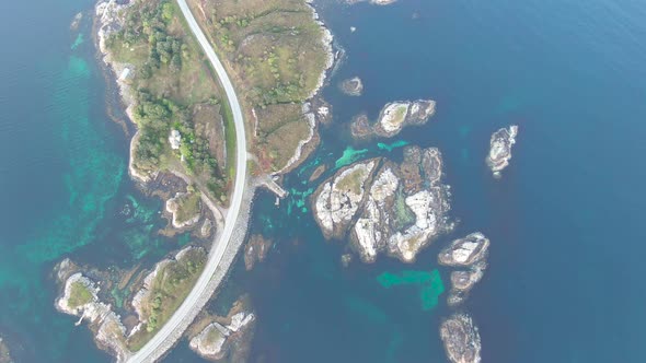 Aerial view of amazing Atlantic Ocean Road (Atlanterhavsvegen) in Norway alt