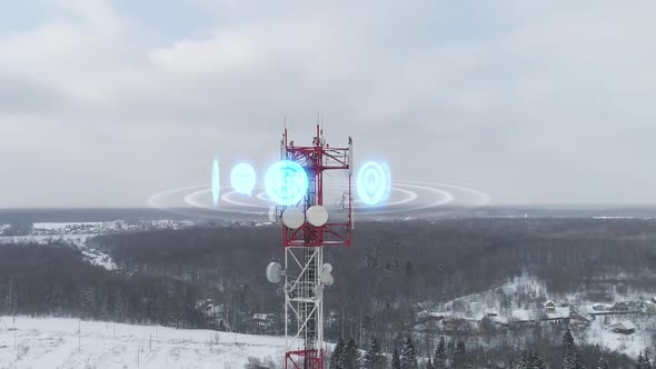 Telecom Network Transfering Internet Data Through Telecommunication Antenna alt