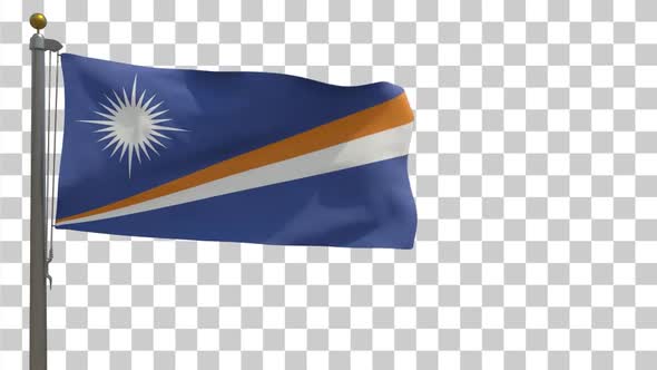 Marshall Islands Flag on Flagpole with Alpha Channel alt