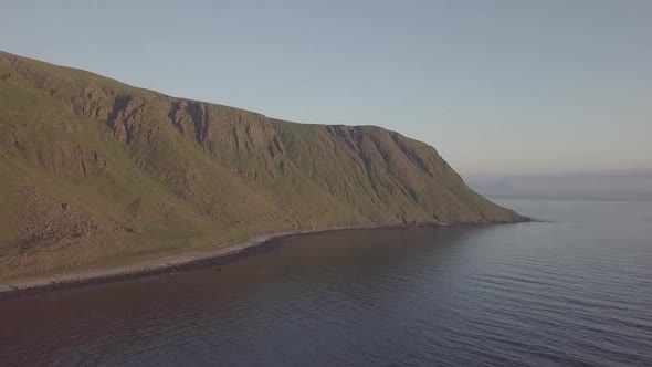Midnight Sun in Eggum, Lofoten Islands, Norway Aerial Drone 4K