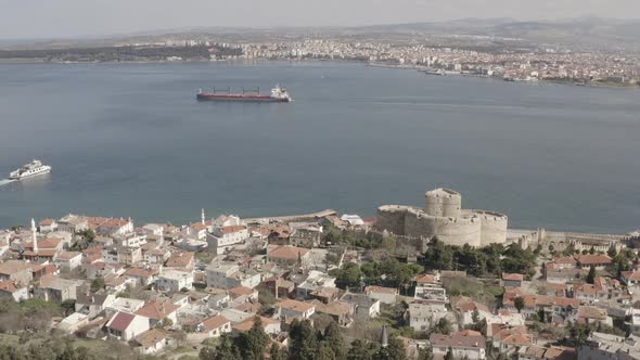Kilitbahir Castle and Canakkale Aerial Video
