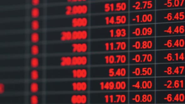 Stock market price board in economic crisis. alt