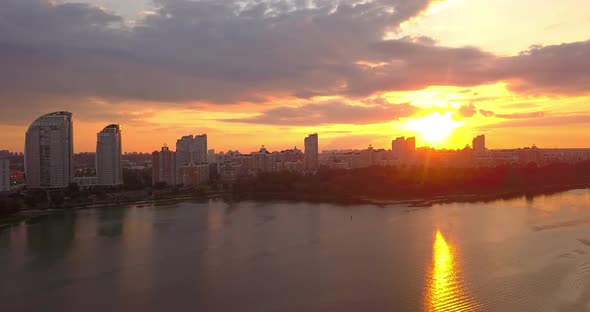 Dramatic Sunset Over Dnipro River