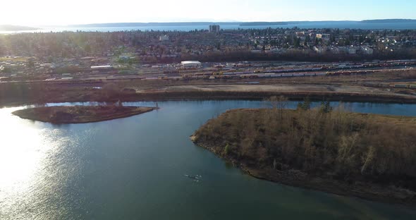 Aerial View Of The Snohomish River Delta In Everett, Wa alt