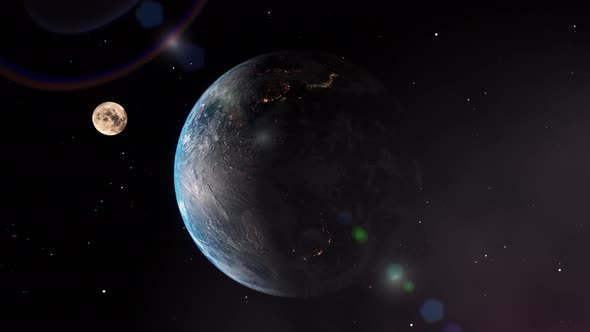 Planet Earth Slowly Rotating Revealing Day To Night