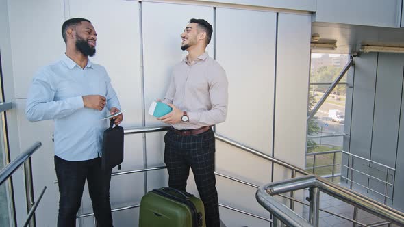 Two Business Men Multiracial Colleagues Multiethnic Coworkers Hispanic Man and Afro American Guy alt