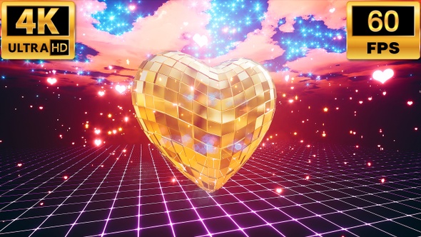 Gold Disco Heart 4k 