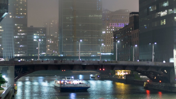 Boats and Trains on the Chicago River