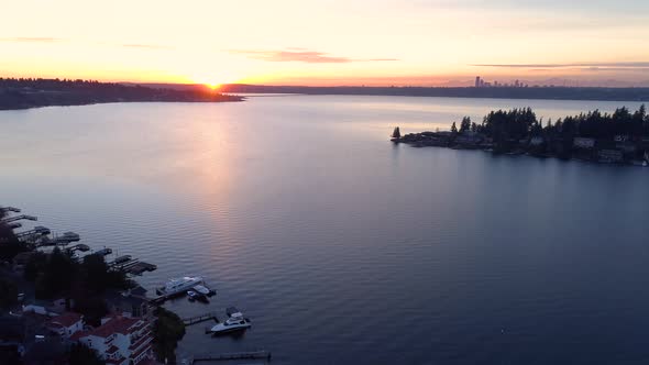 Bellevue Mercer Island Seattle Lake Washington Birds Eye Aerial Overview alt