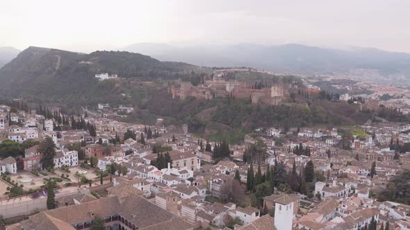 Aerial shot of Granada on a cloudy day alt