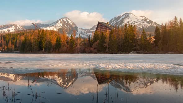 Lake Strbske Pleso in Spring Time