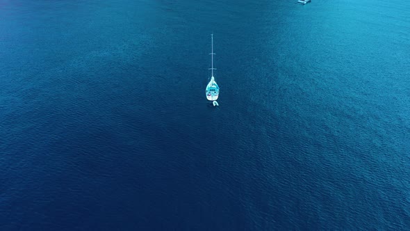 aerial view of ship at sea