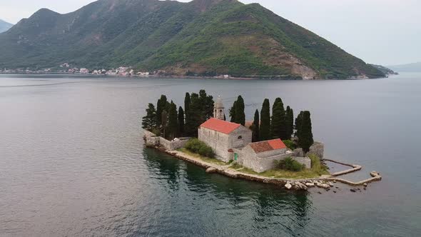 Ancient Stone Church Built on a Small Island in the Sea