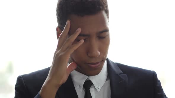 Stressed, Frustrated, Upset, Tense Businessman w/ Headache in Office alt