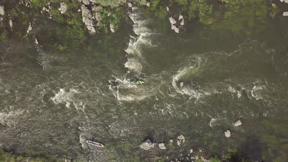 Aerial Rocky Landscape on Southern Bug River with Rapids, Ukraine alt