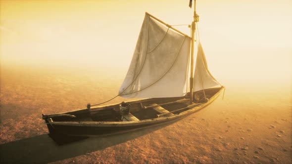 Fishing or Fisherman Boat Abandoned in Desert alt