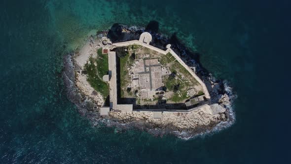 Historical Island Castle Aerial Drone alt