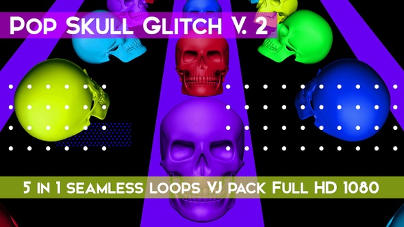 Skull Pop Glitch V.2 VJ Loops alt
