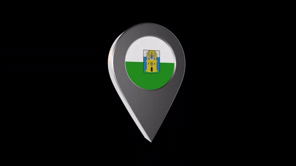 3d Animation Map Navigation Pointer With Flag Of Medellin (Colombia) With Alpha Channel - 2K alt