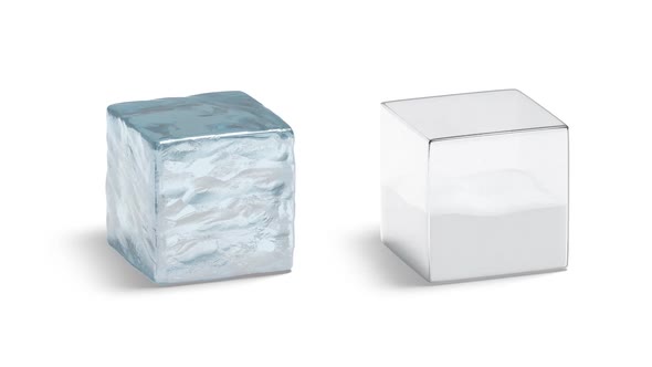 Blank water and snow cube, looped rotation alt