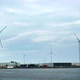 Wind Turbines in Antwerp Port on Sunset