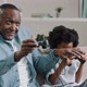 Mature African American Father with Little Daughter Playing Video Games on Console Use Joystick - VideoHive Item for Sale