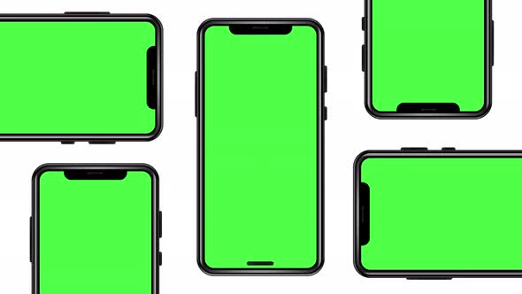 Smartphones With Blank Green Screens