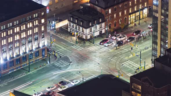 Toronto, Canada, Timelapse - the city traffic of Spadina avenue at night