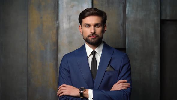 full hd video of young handsome stylish businessman wearing suit alt