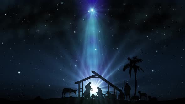 Christmas Scene with Twinkling Stars, Motion Graphics | VideoHive