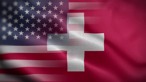 USA Switzerland Flag Loop Background 4K